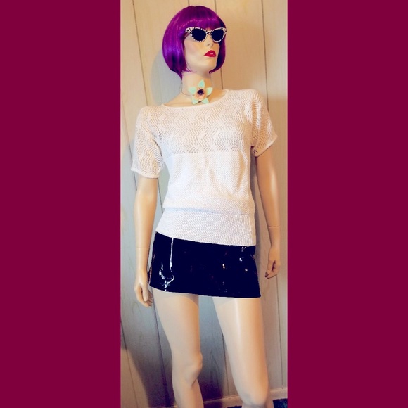 NWT VTG 80s JORDACHE White Crochet Knit Sweater - Picture 3 of 6